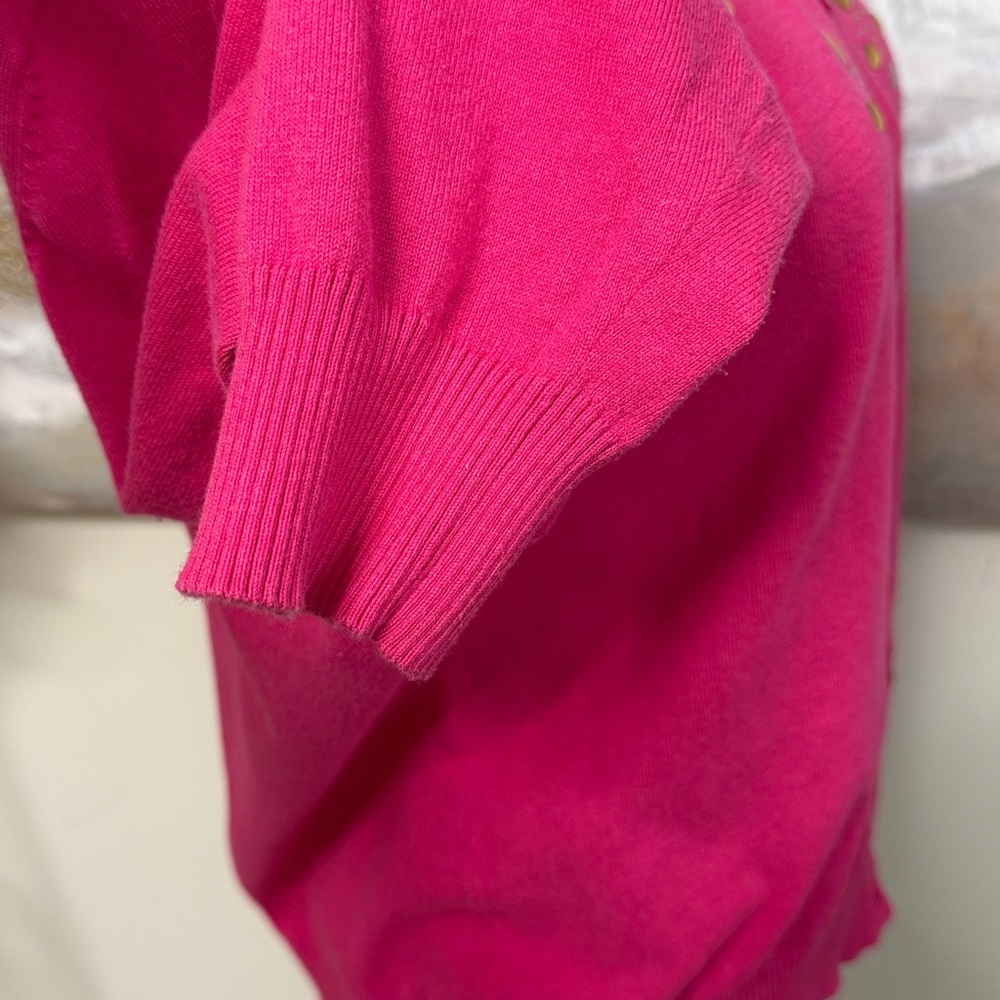 SWEATER, Cardigan, Long Sleeve, Button down, Embellished, Bright Pink - Picture 5 of 8